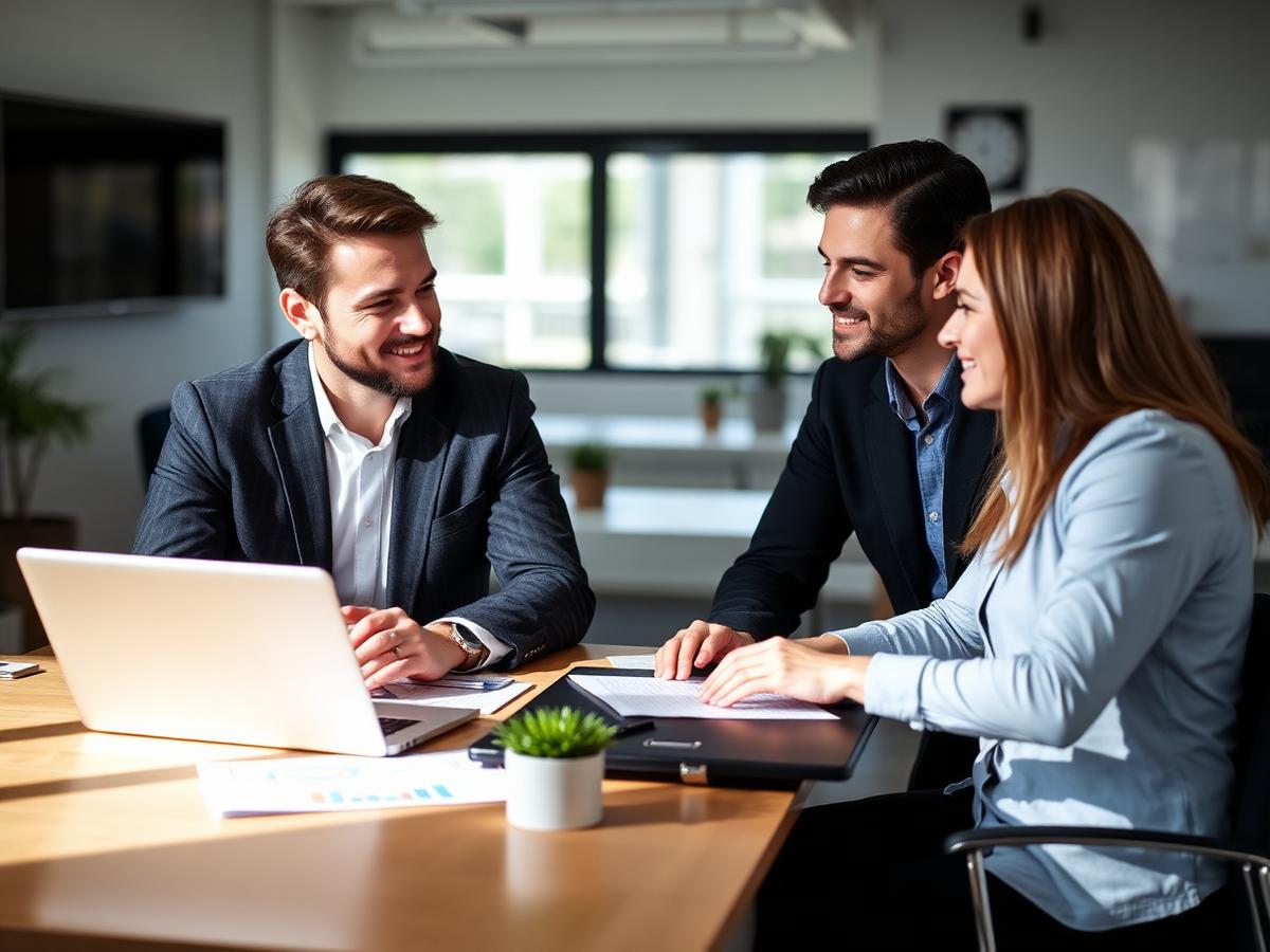 Mortgage advisor consulting with clients